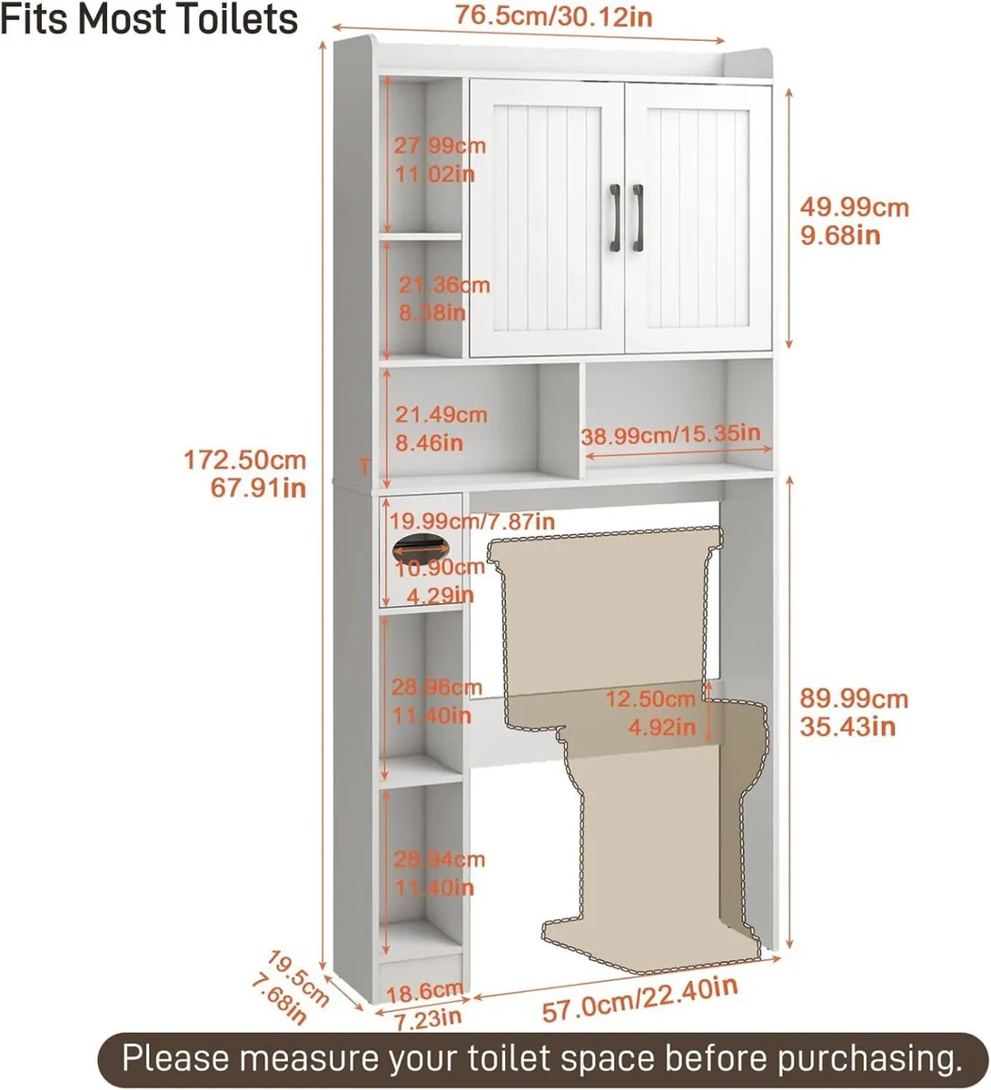 Over the Toilet Storage Cabinet Farmhouse Rack - Image 2