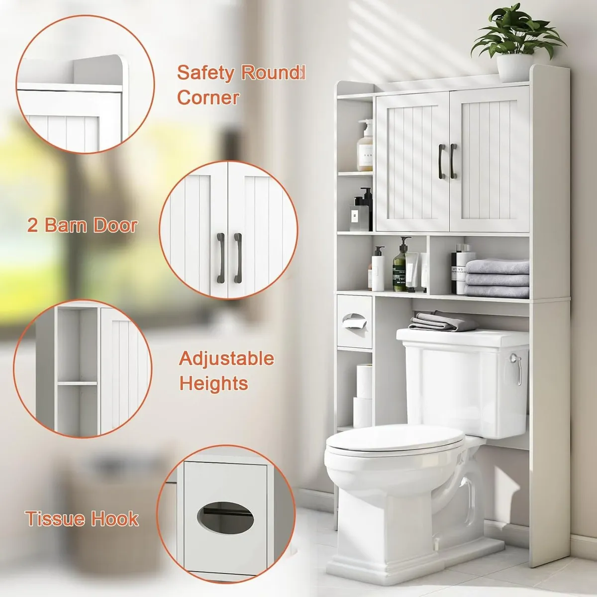 Over the Toilet Storage Cabinet Farmhouse Rack - Image 3
