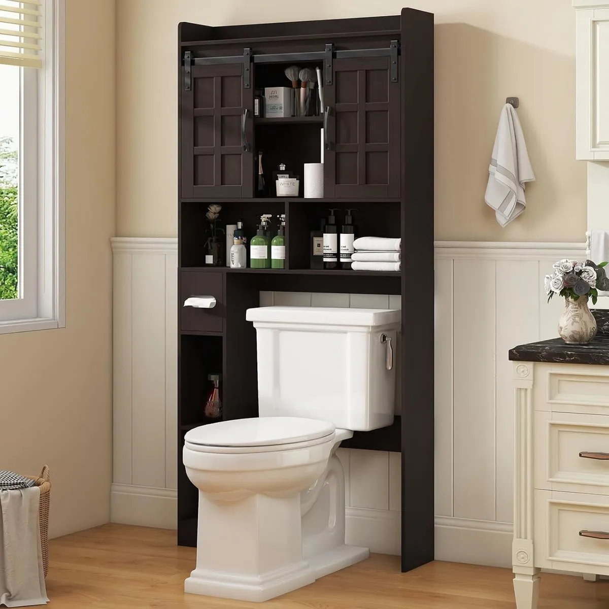 Farmhouse Over Toilet Storage Cabinet - Image 1