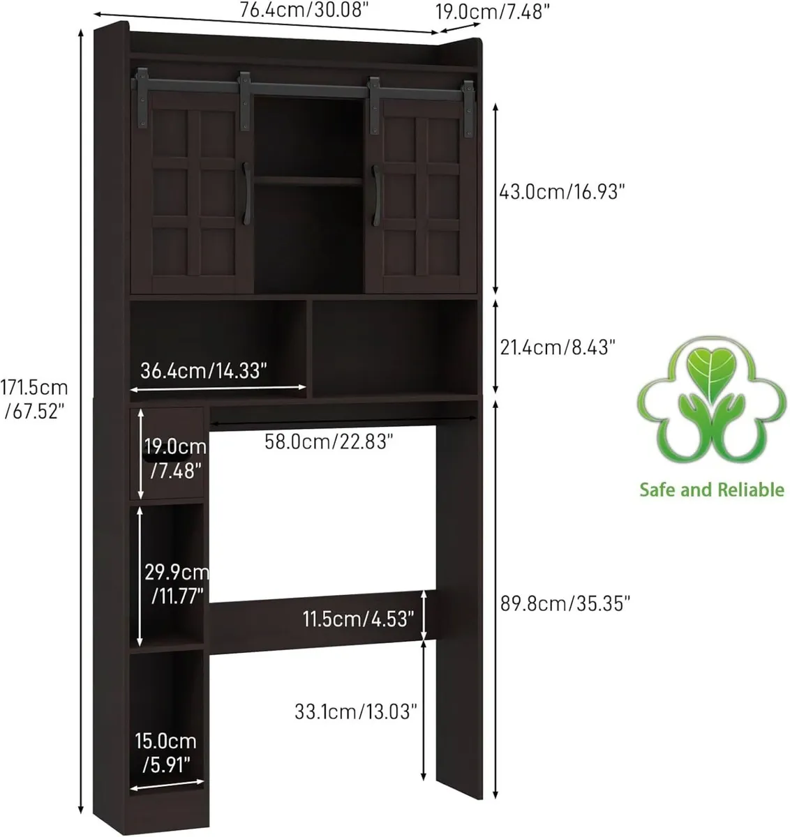 Farmhouse Over Toilet Storage Cabinet - Image 2
