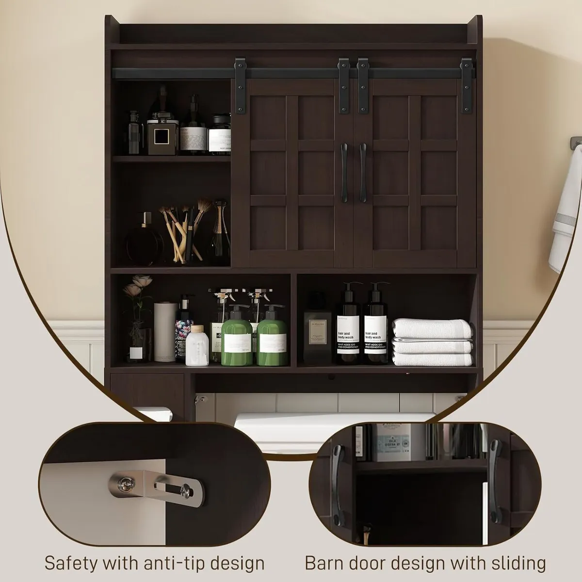 Farmhouse Over Toilet Storage Cabinet - Image 4