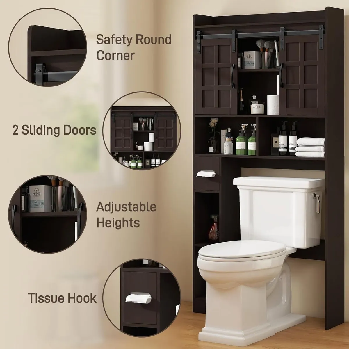 Farmhouse Over Toilet Storage Cabinet - Image 3