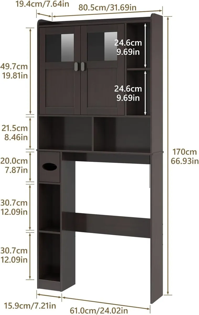 Over the Toilet Storage Cabinet Bathroom Shelf - Image 2