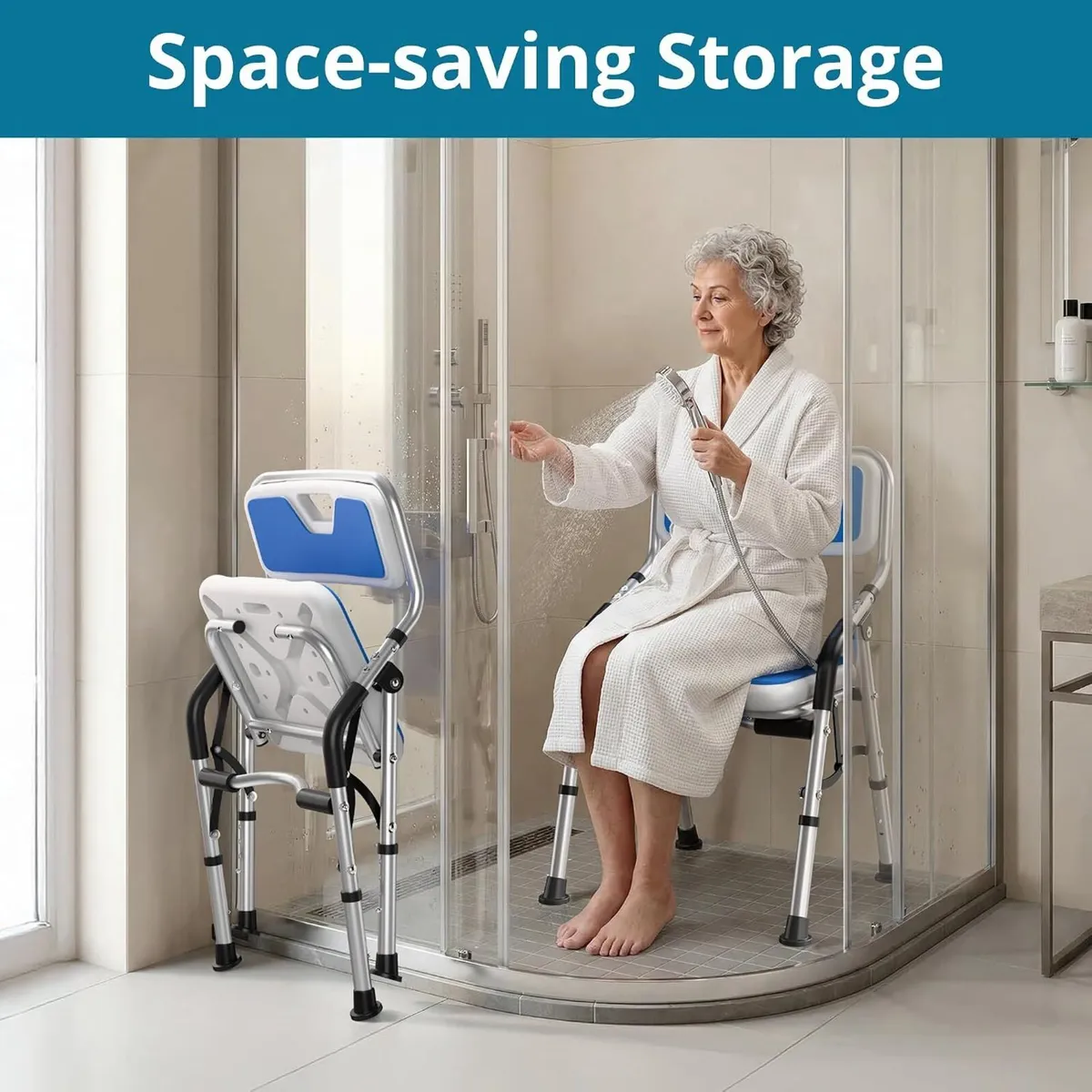 Foldable Shower Chair for Elderly Disabled - Image 2