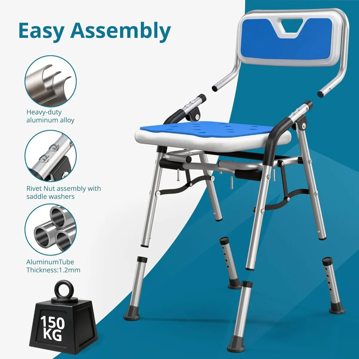 Foldable Shower Chair for Elderly Disabled - Image 4