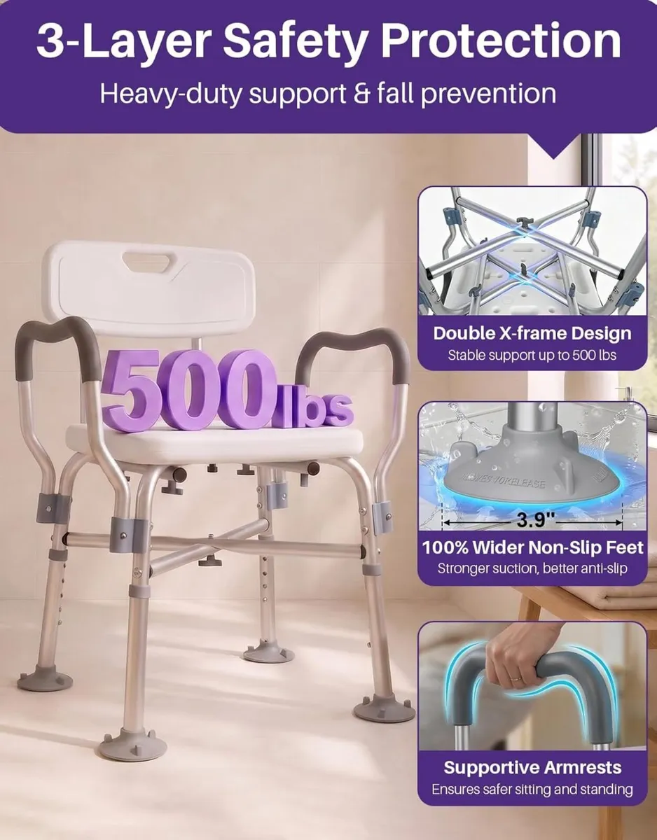 Shower Chair to Sit on in with Arms - Image 2