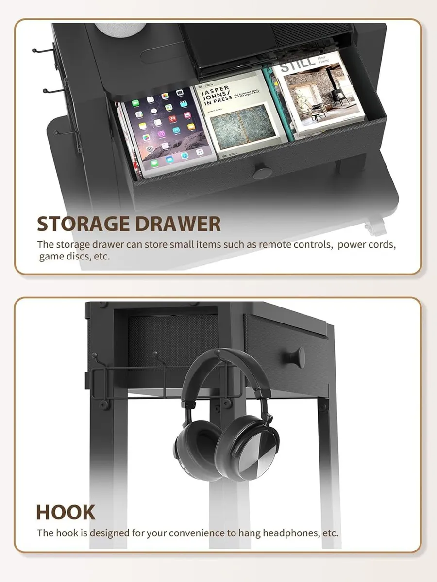 Rolling TV Stand with Power Outlet for 32-75 - Image 3