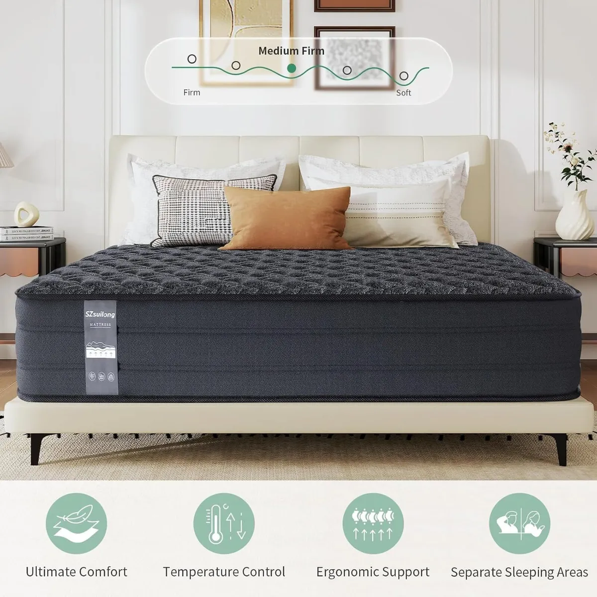 Memory Foam Hybrid Mattress Pocket Sprung Medium - Image 2