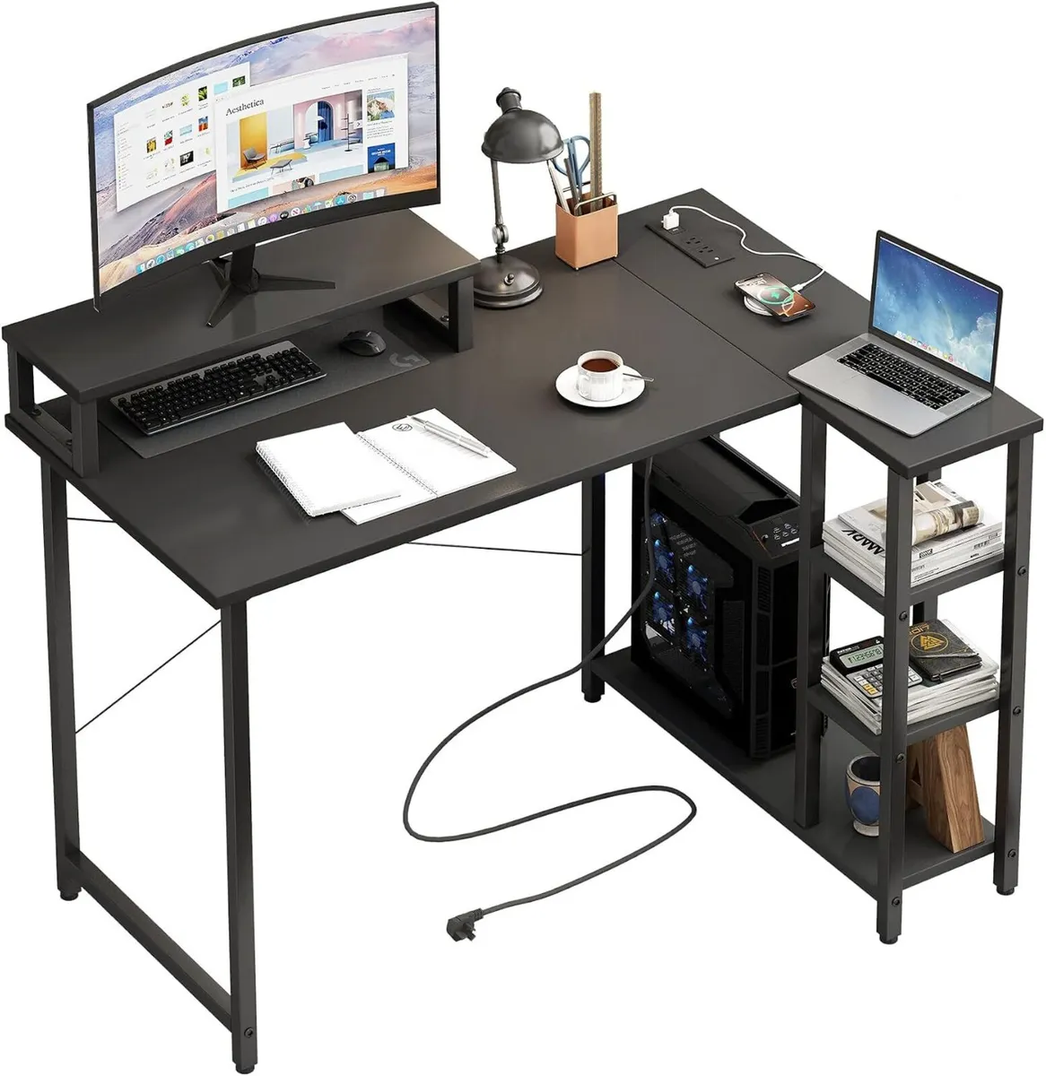 L Shaped Gaming Desk 100x70CM Corner with Monitor - Image 1