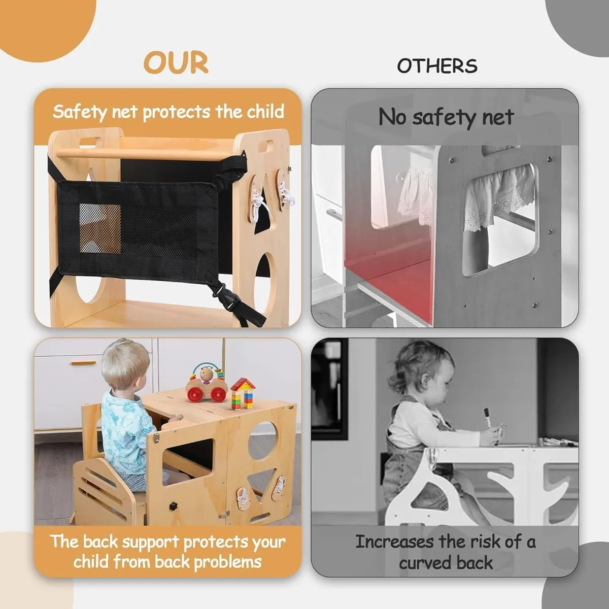 Kids 3-In-1 Montessori Learning Tower Foldable - Image 3