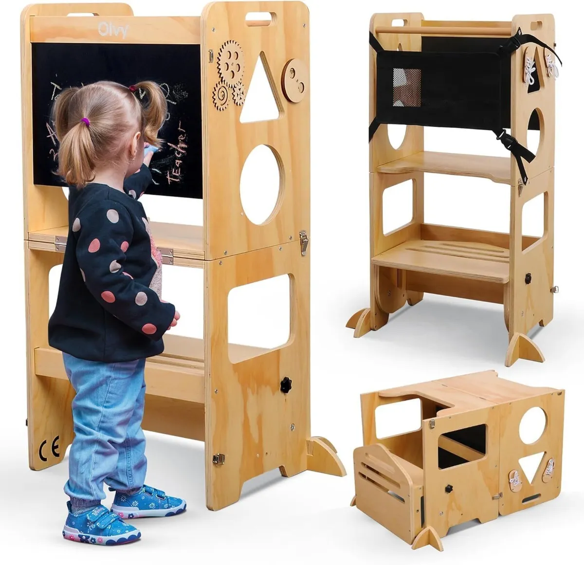 Kids 3-In-1 Montessori Learning Tower Foldable - Image 1