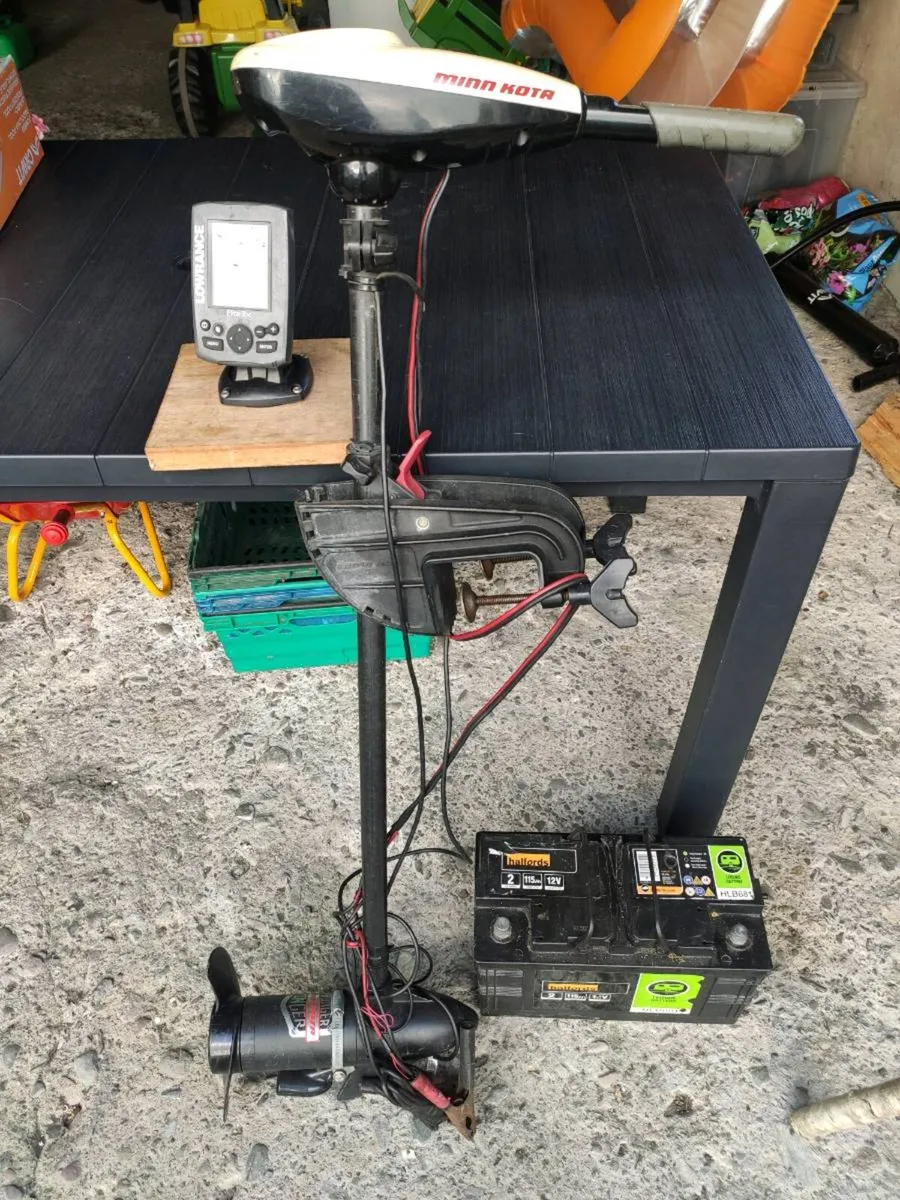 Minn Koda 34lb motor + battery+ fishfinder+charger - Image 1