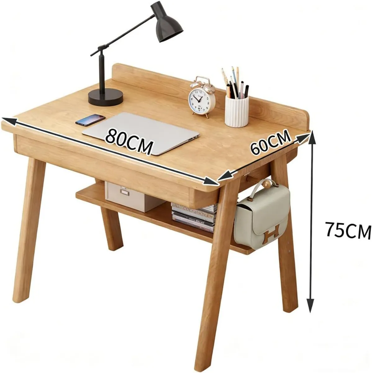 Solid Wood Computer Desk with Drawers Small Home - Image 3