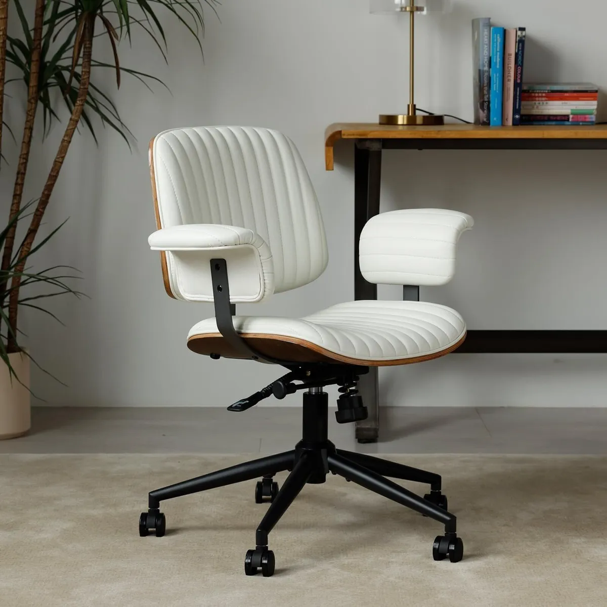 Home Office Desk Chair Mid-Century Executive PU - Image 1