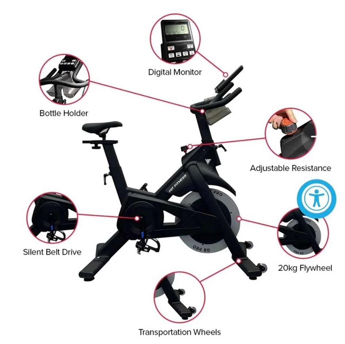 Hit Fitness G8 PRO Indoor Exercise Bike - Image 2