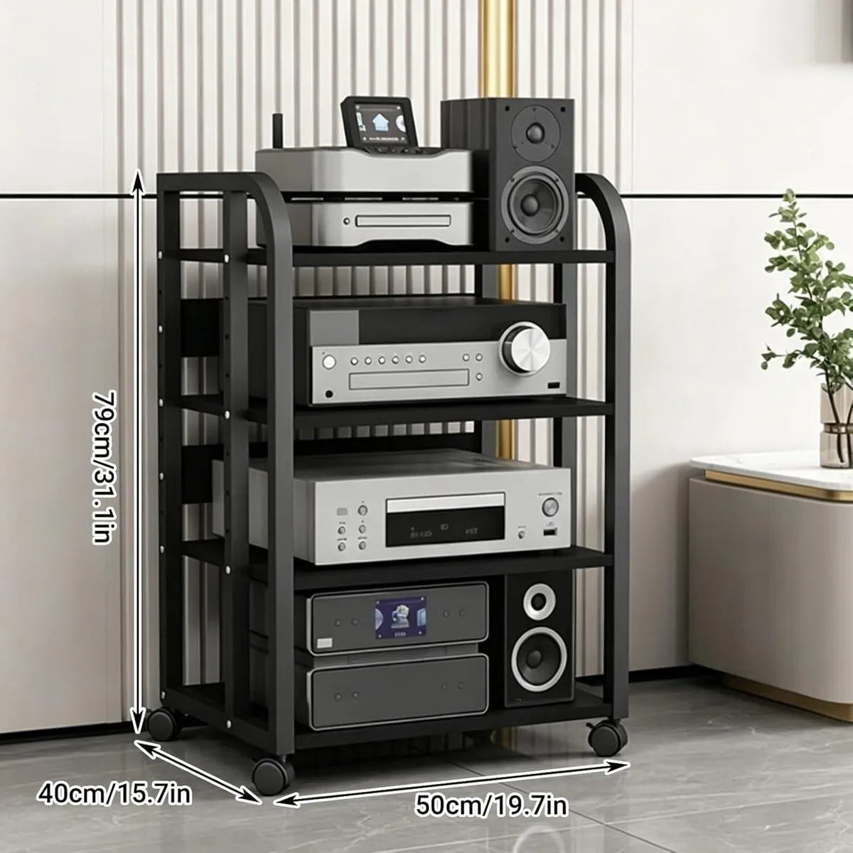 Av Media Stand with Wheels Audio-Video Shelving - Image 2