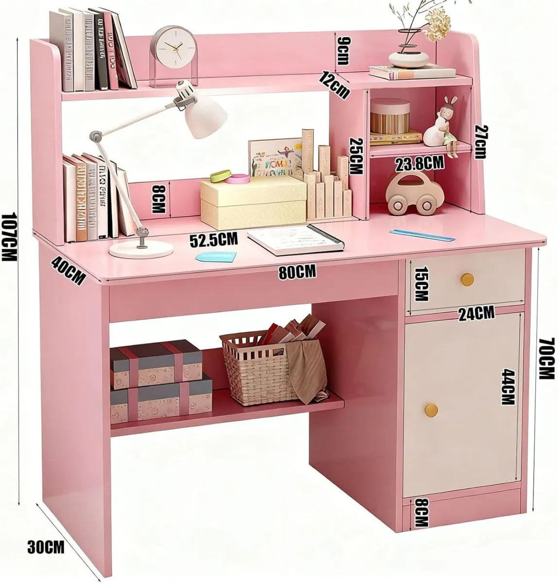 Kids Study Desk Table with Storage Space Wooden - Image 2
