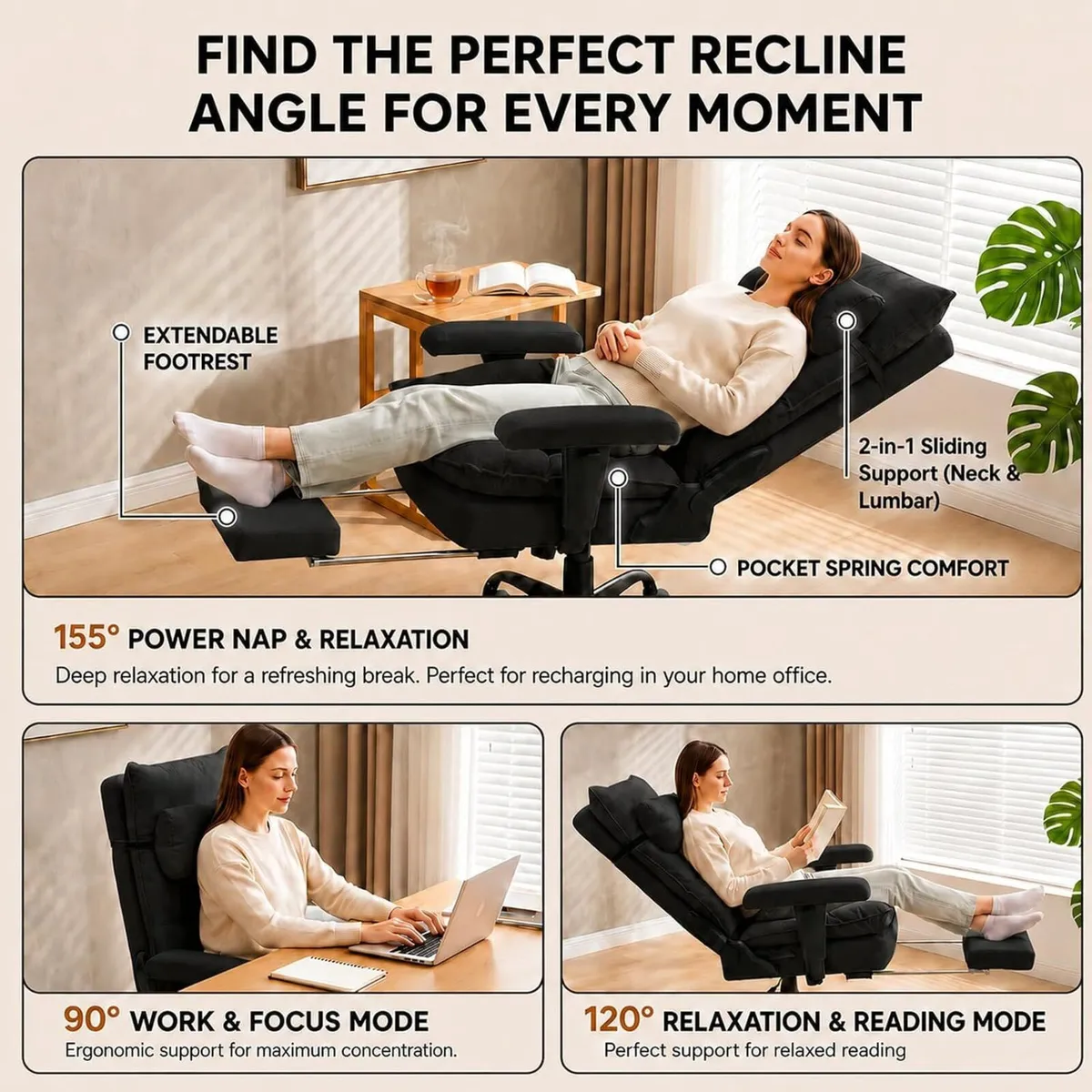 Office Chair with Pocket Spring Cushion Ergonomic - Image 4