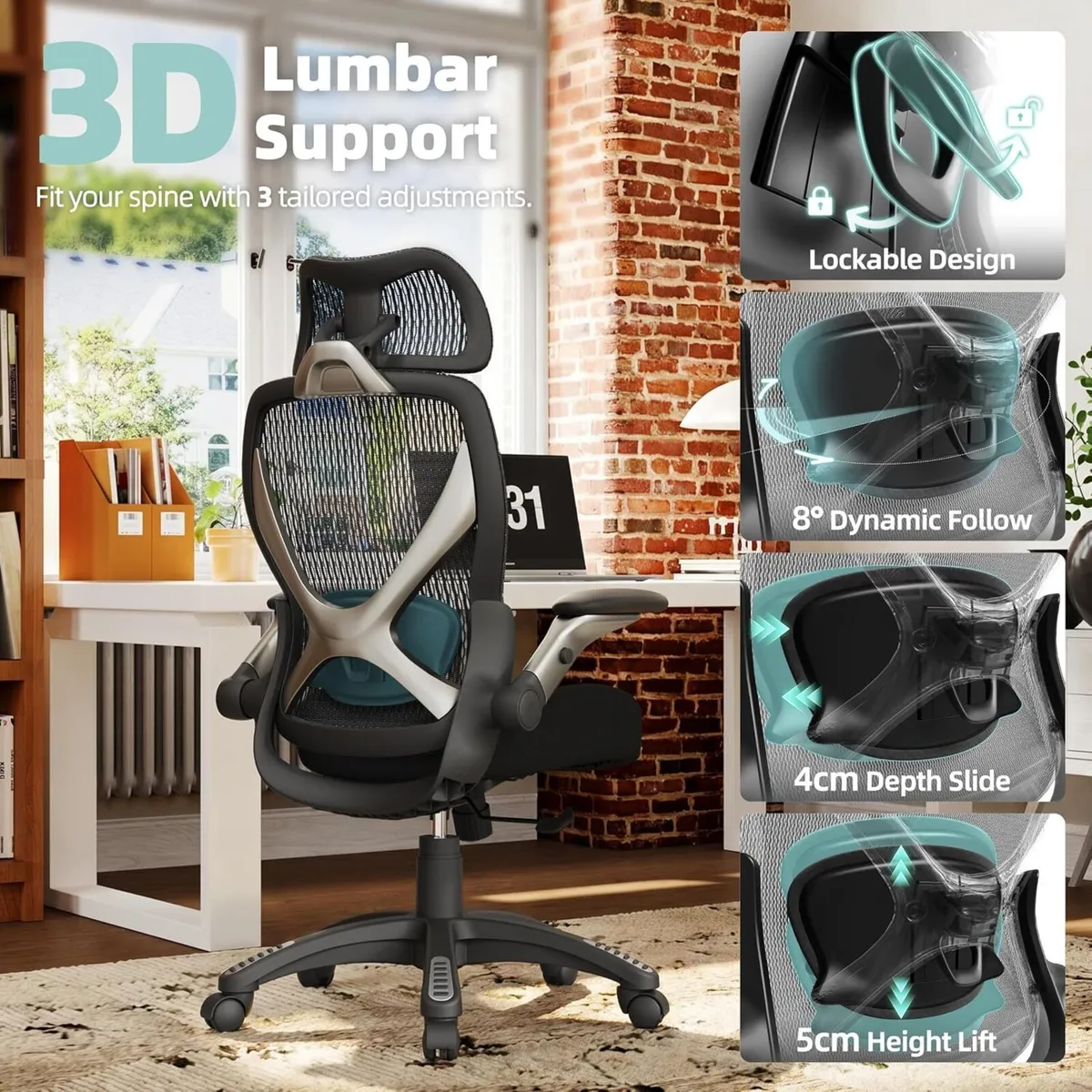 X100 Ergonomic Office Chair Mesh Back Cushion Seat - Image 4