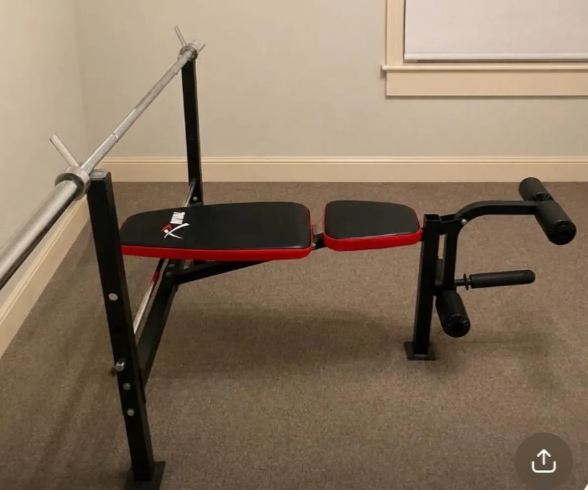 Bench, olympic bar and weights selection - Image 1