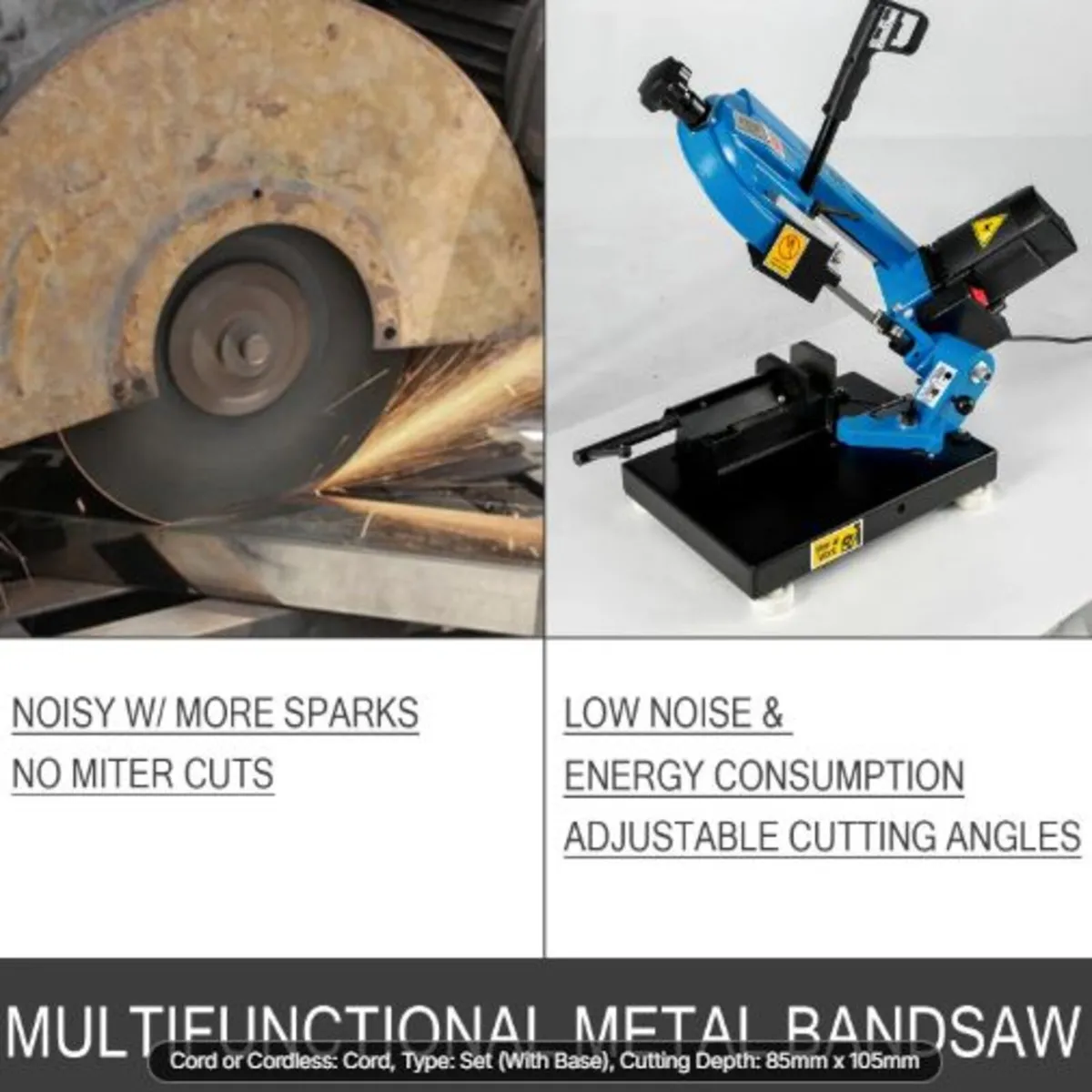 Metal Bandsaw 1000W Vertical Metal Bandsaw 0°-45° - Image 2