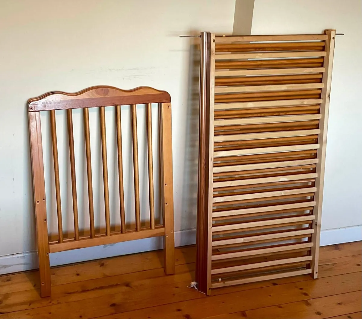 Large Brown Baby Cot + Mattress – Great Condition - Image 2