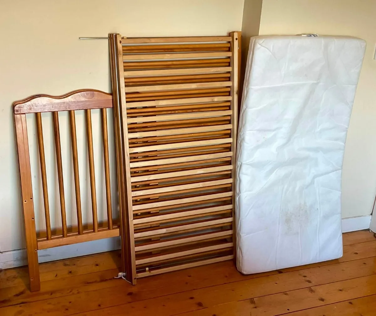 Large Brown Baby Cot + Mattress – Great Condition - Image 3