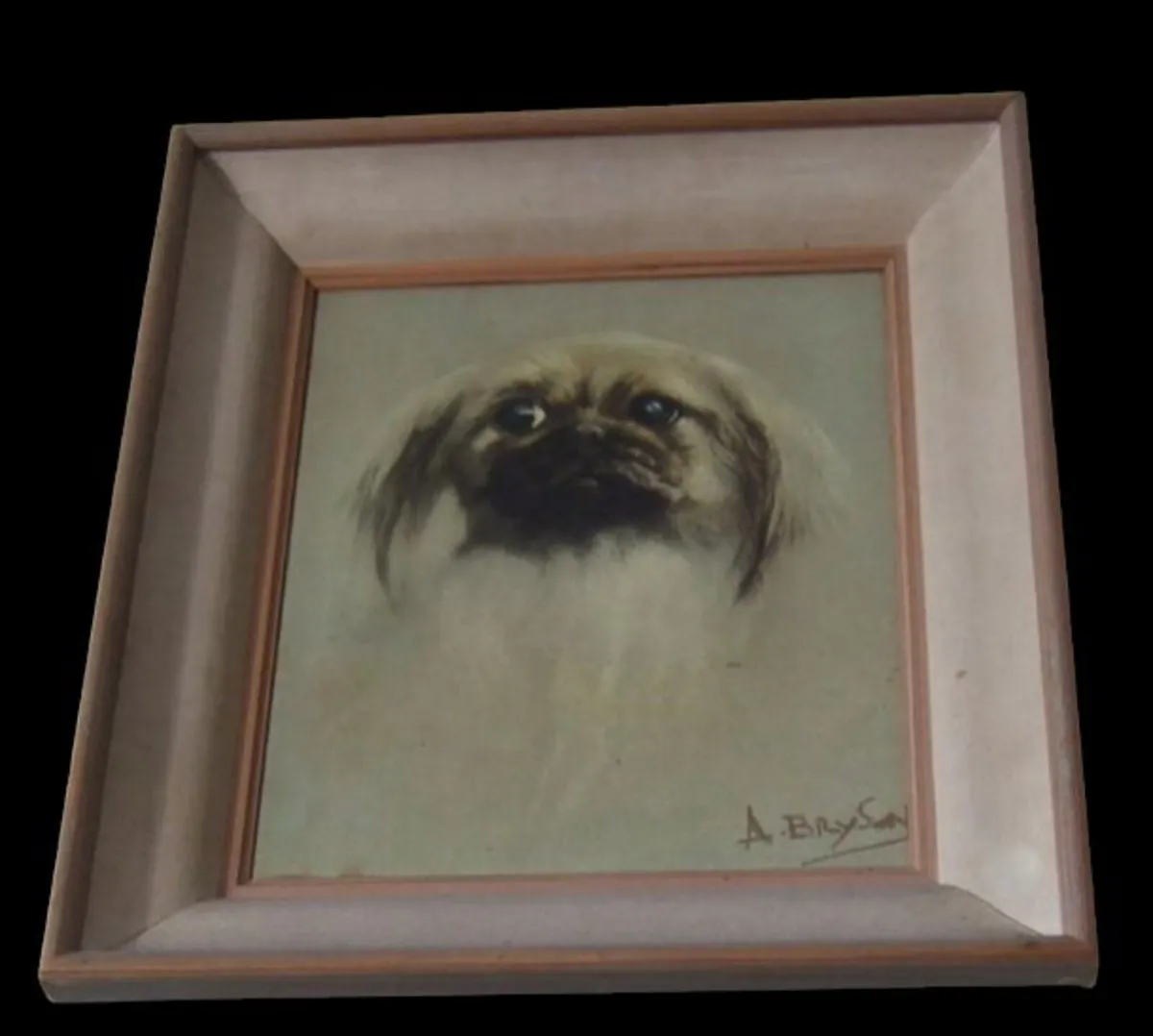 Beautiful Vintage Pekingese Dog Portrait – Signed - Image 2