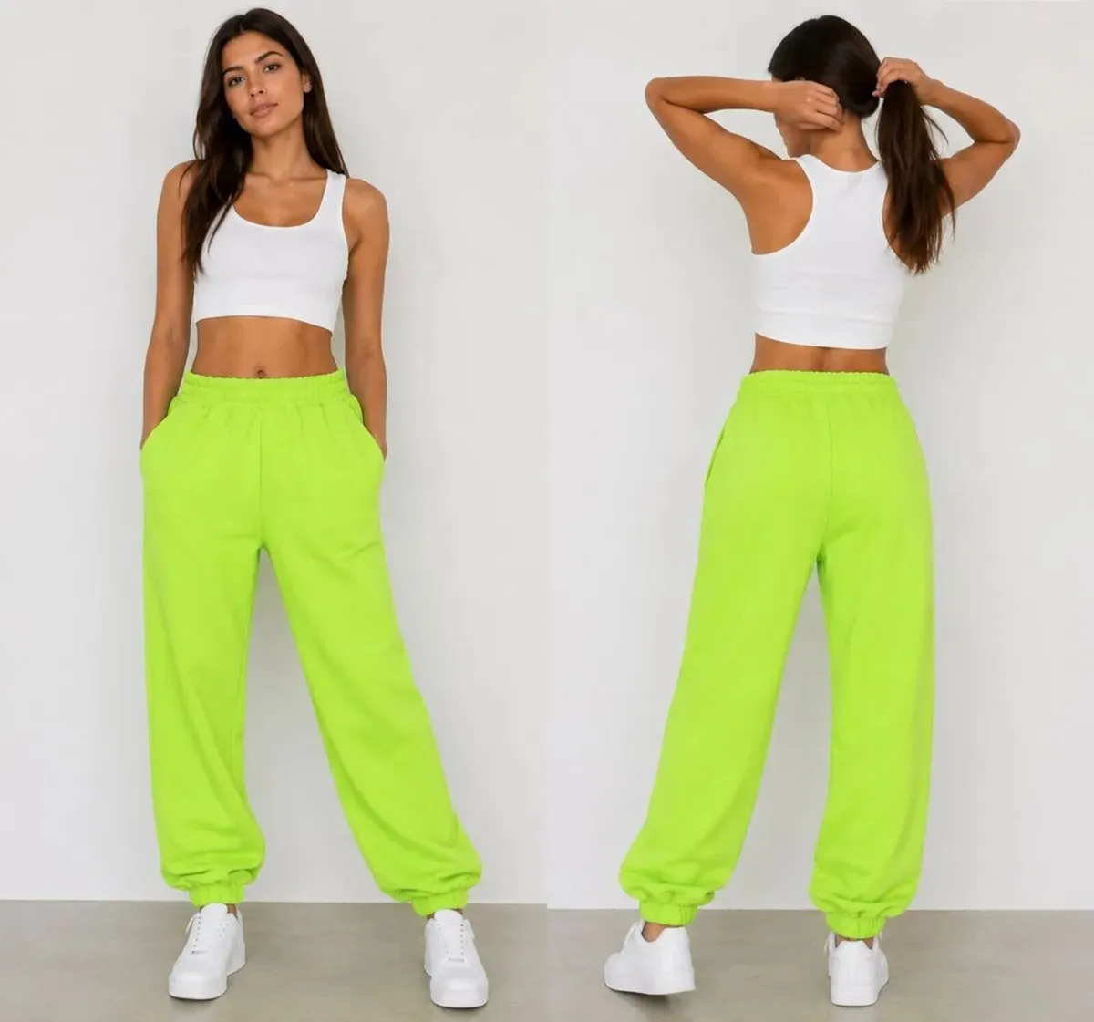 Neon Lime Jogger Pants – Elastic Waist - Image 1