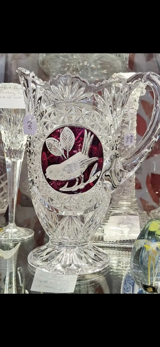 Hofbauer Red Bird Lead Crystal Pitcher - Image 1