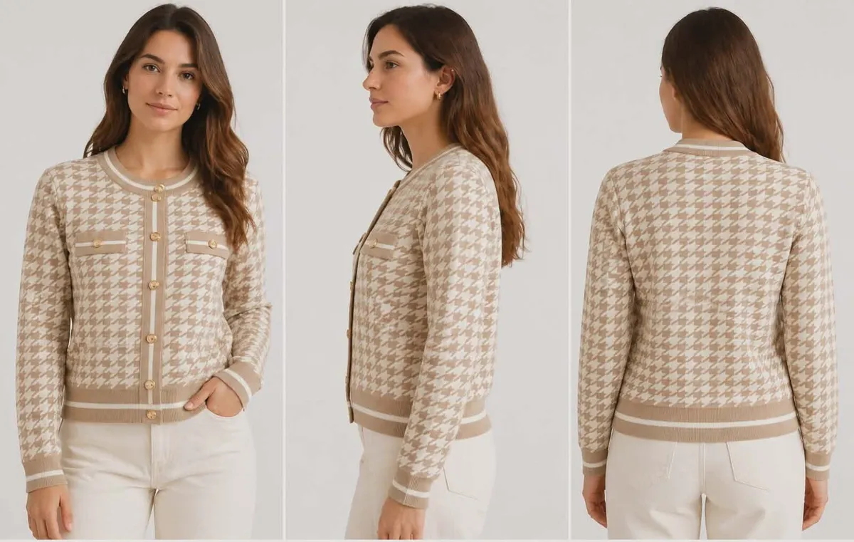 Paris beige sweater with patterns - Image 1