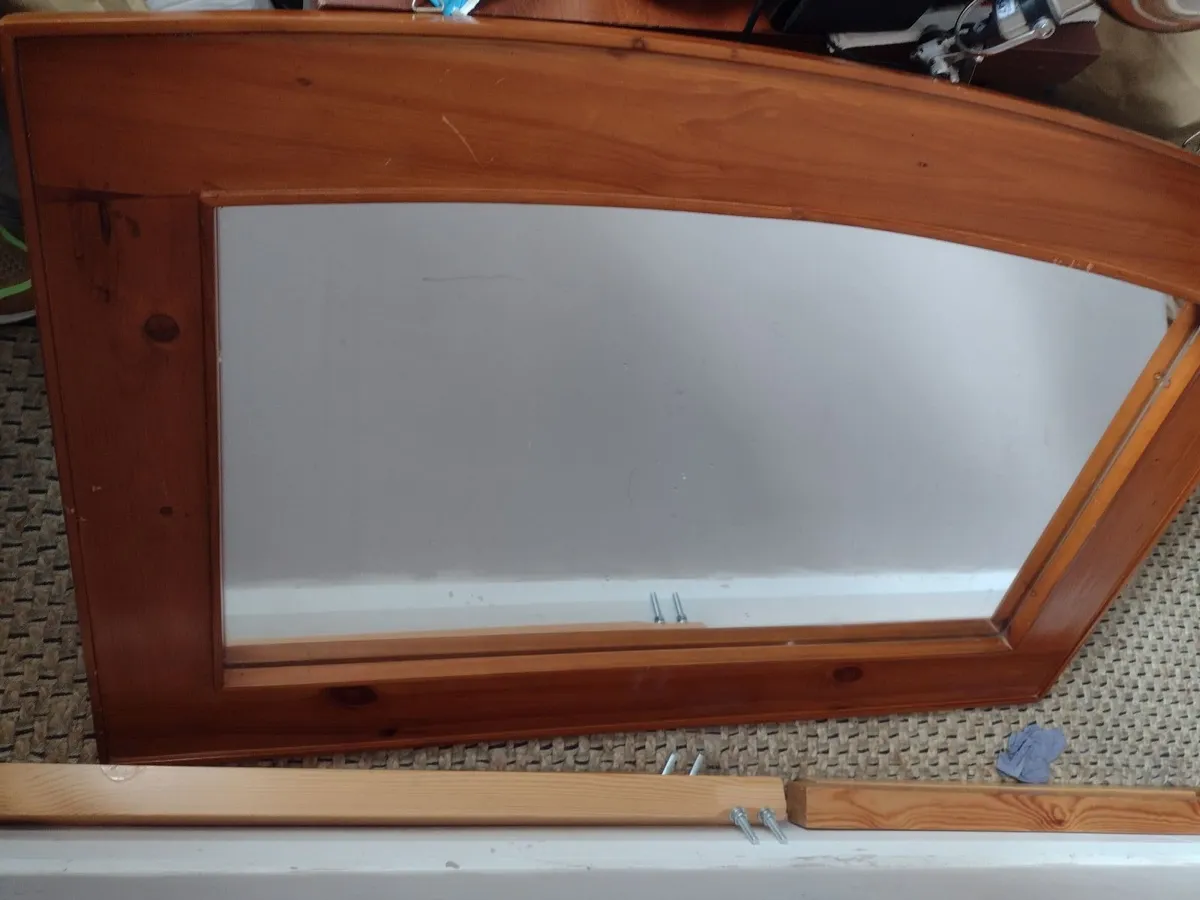 Large very heavy Oak mantle/wall mirror - Image 4