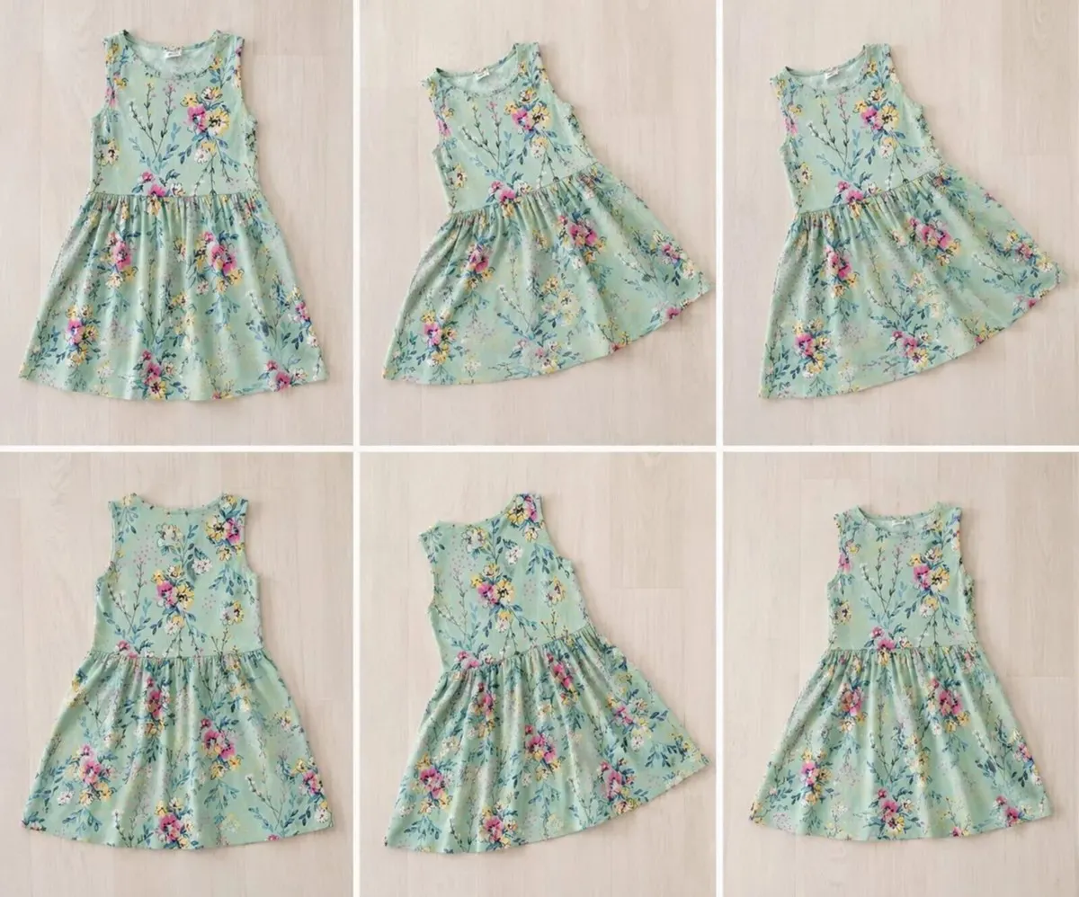 Girls Floral Summer Dress Mint Green | Age 8–10 - Image 3