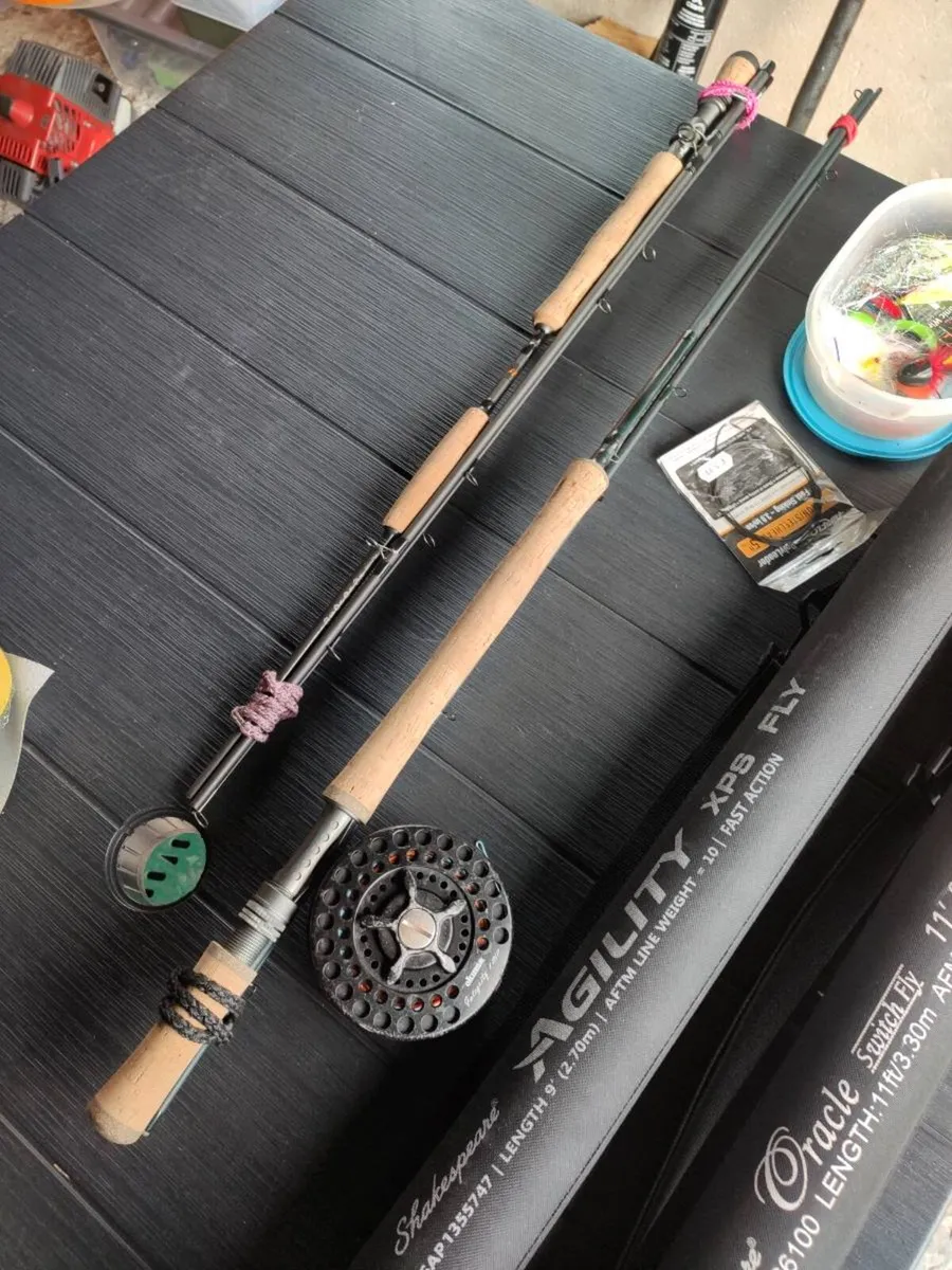 Pike & salmon fly rods reel line , feathers - Image 1