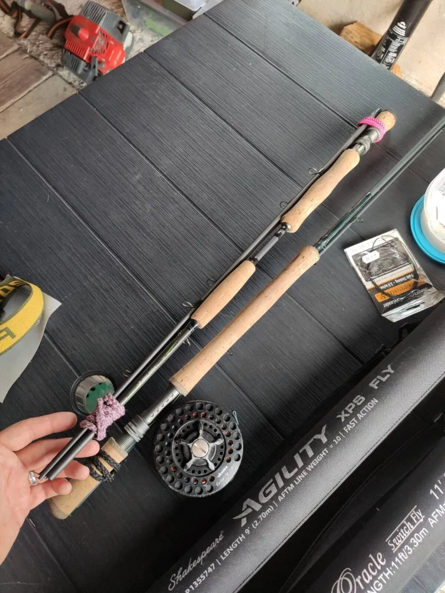 Pike & salmon fly rods reel line , feathers - Image 2