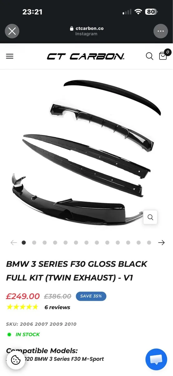 CT Carbon BMW 3 Series F30 Gloss Black Full Kit - Image 1