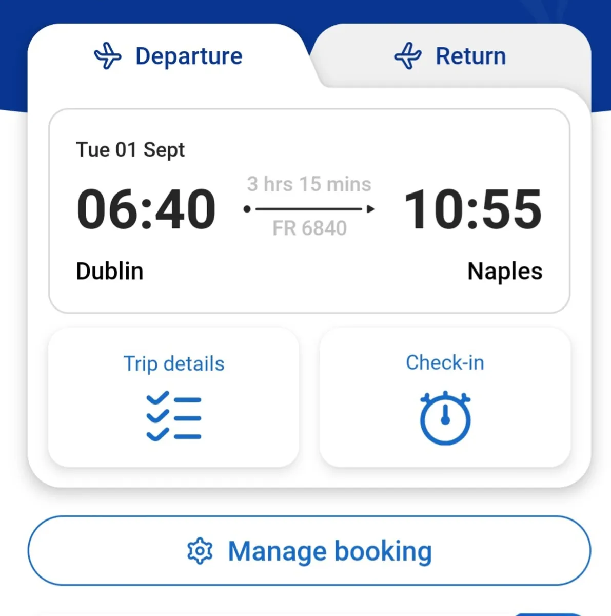 Flight tickets- Dublin to Naples - Image 1