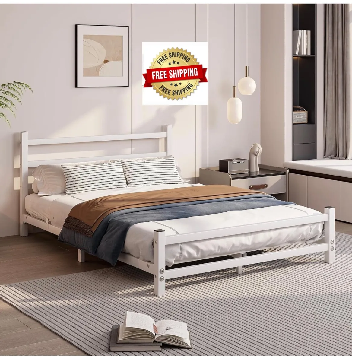 Low Bed 4ft6 Double Floor Bed Frame 135x190 cm Bed - Image 1