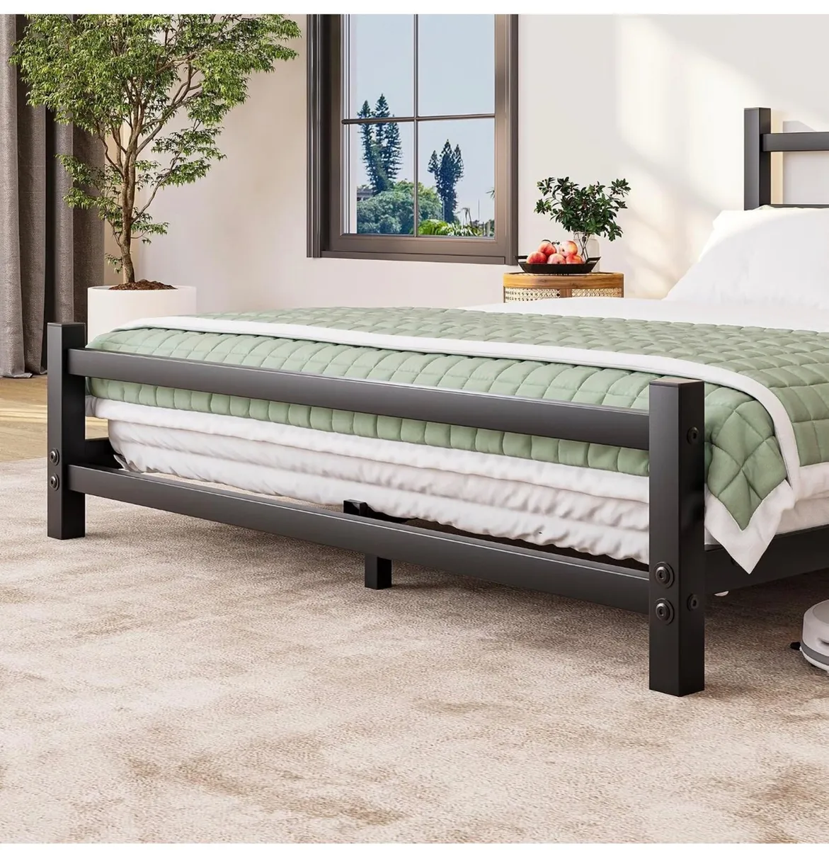 Double Bed Frame With Headboard,4ft6 Floor Bed Fra - Image 3