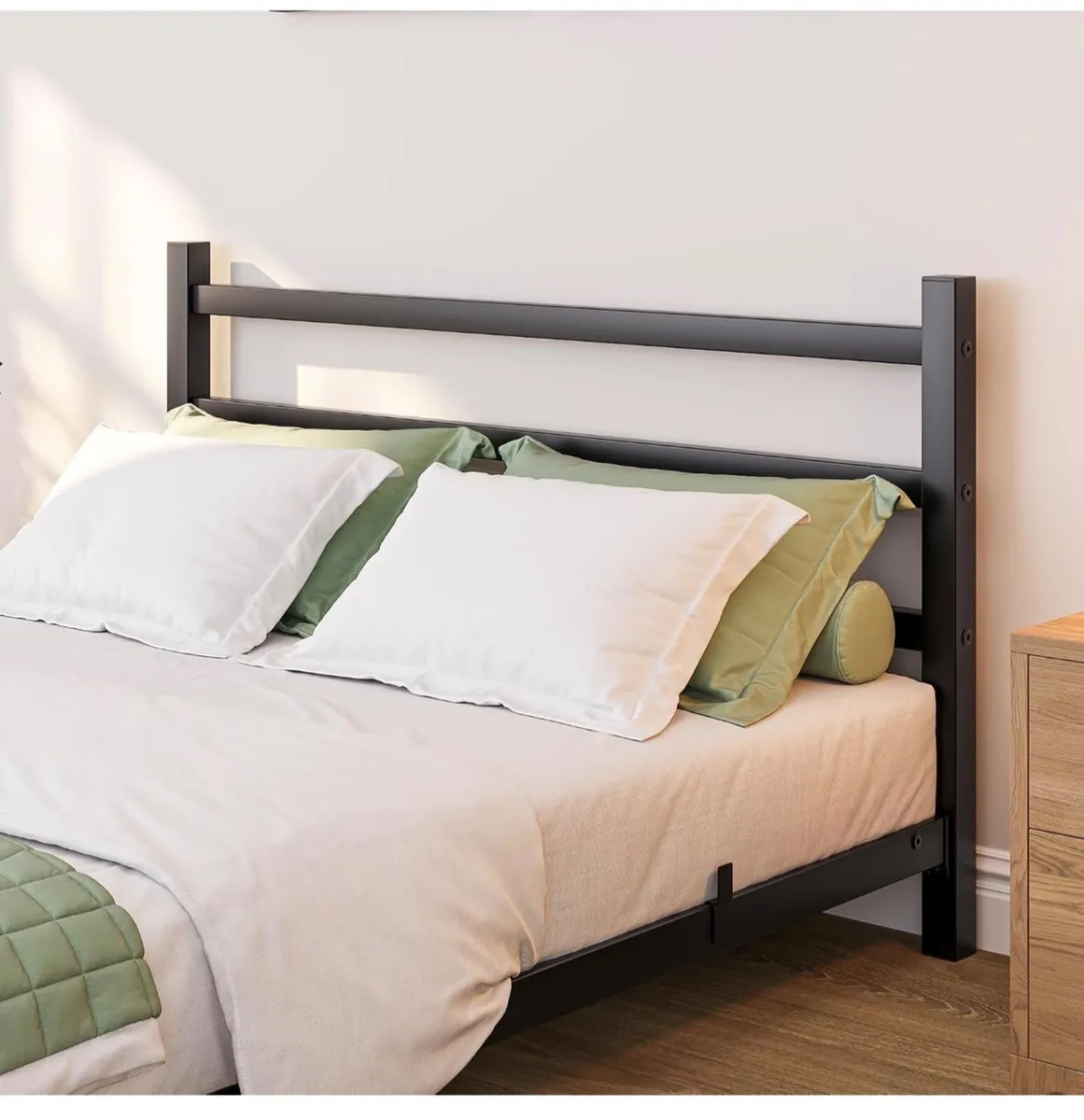 Double Bed Frame With Headboard,4ft6 Floor Bed Fra - Image 4