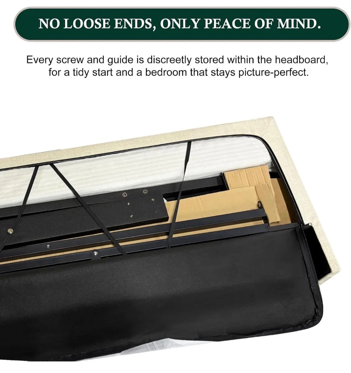 4ft6 Double Bed Frame with Upholstered Headboard, - Image 3