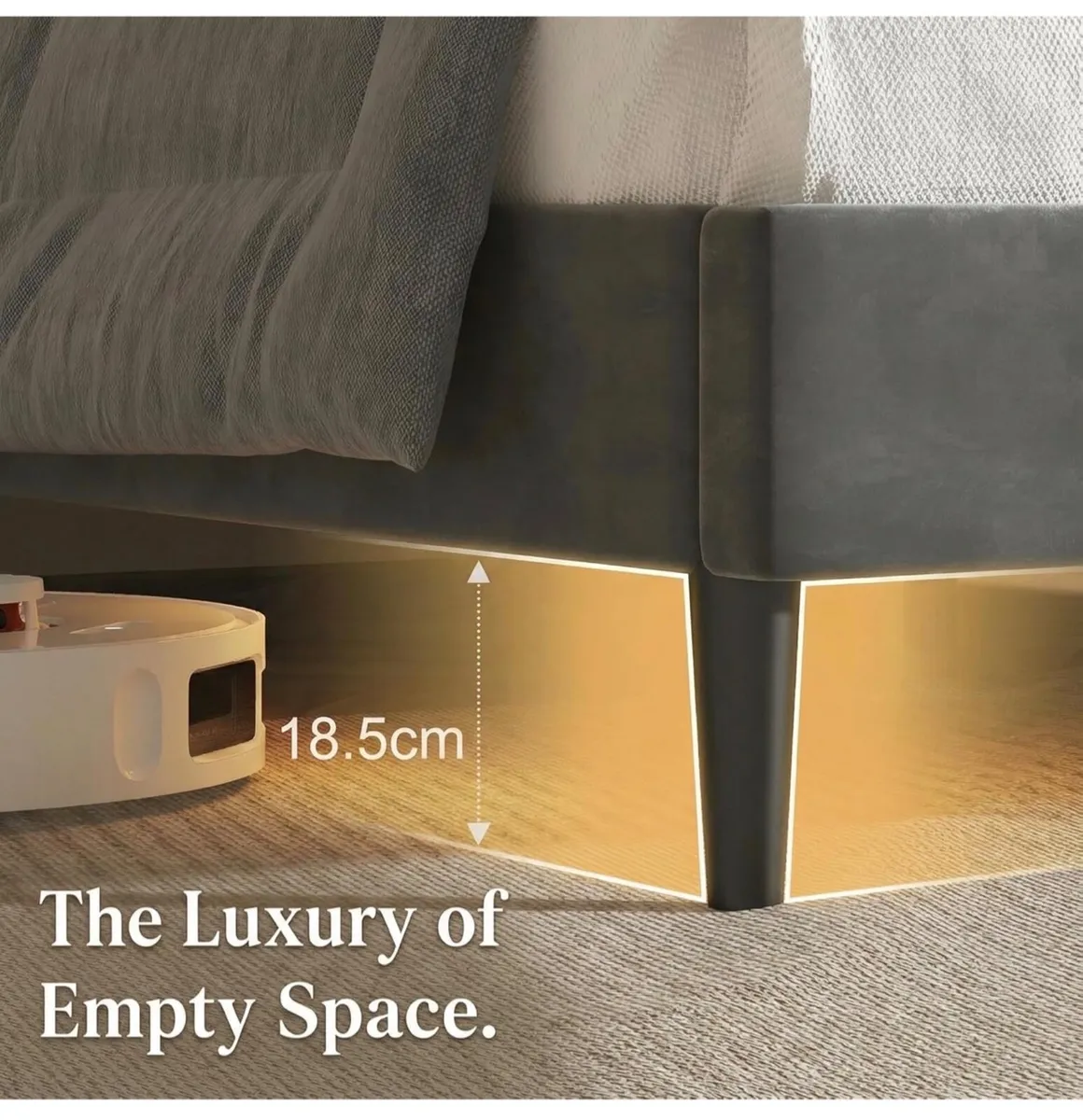 4ft6 Double Bed Frame with Velvet Upholstered Head - Image 4