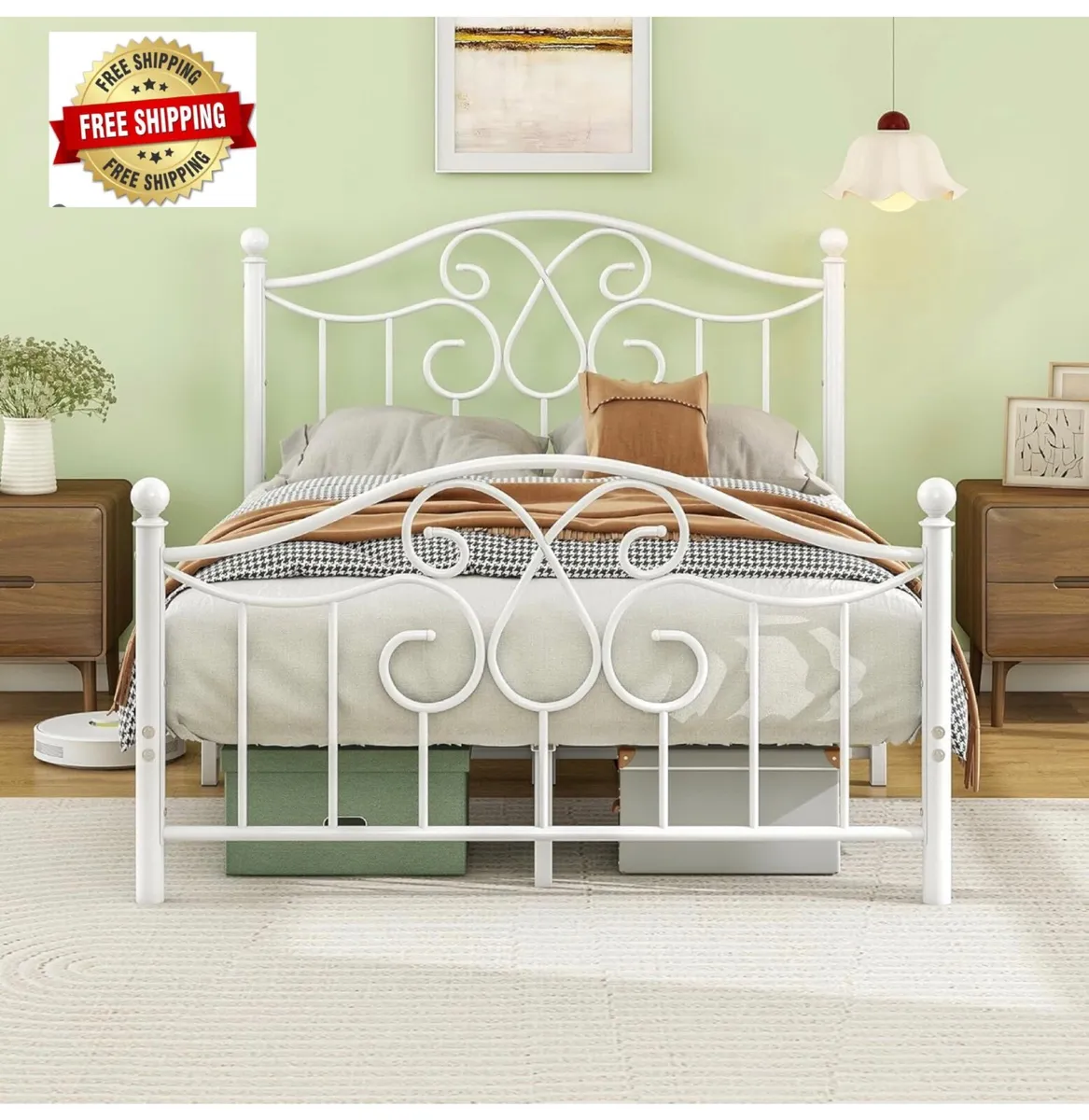 4ft6 Double Bed Frame with Headboard and Footboard - Image 1