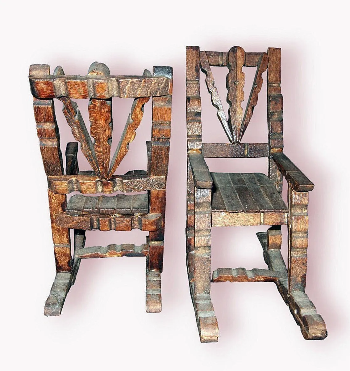 Vintage Folk Art Miniature  Rocking Chairs - Image 2