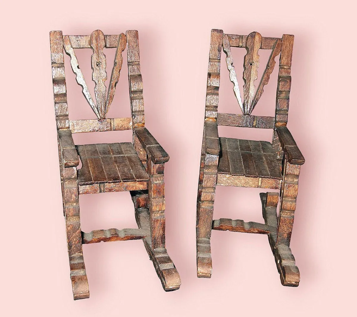 Vintage Folk Art Miniature  Rocking Chairs - Image 4
