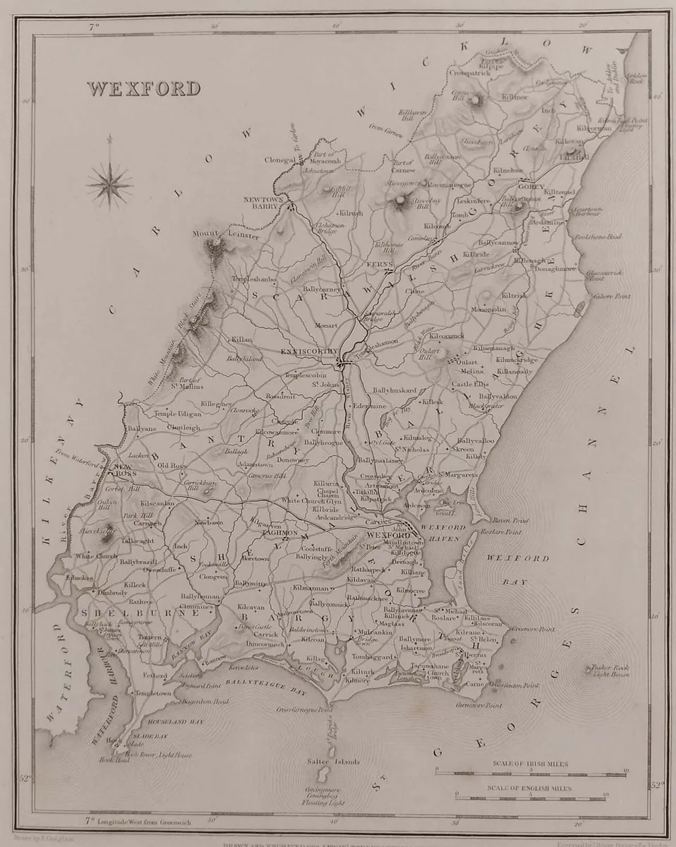 Wexford 1837 Antique Map Including Baronies - Image 1