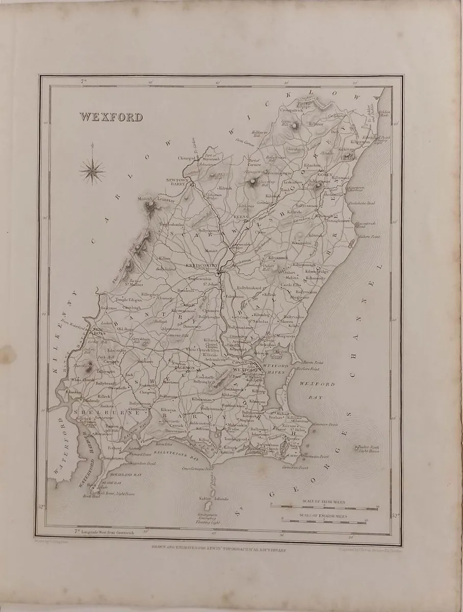 Wexford 1837 Antique Map Including Baronies - Image 2