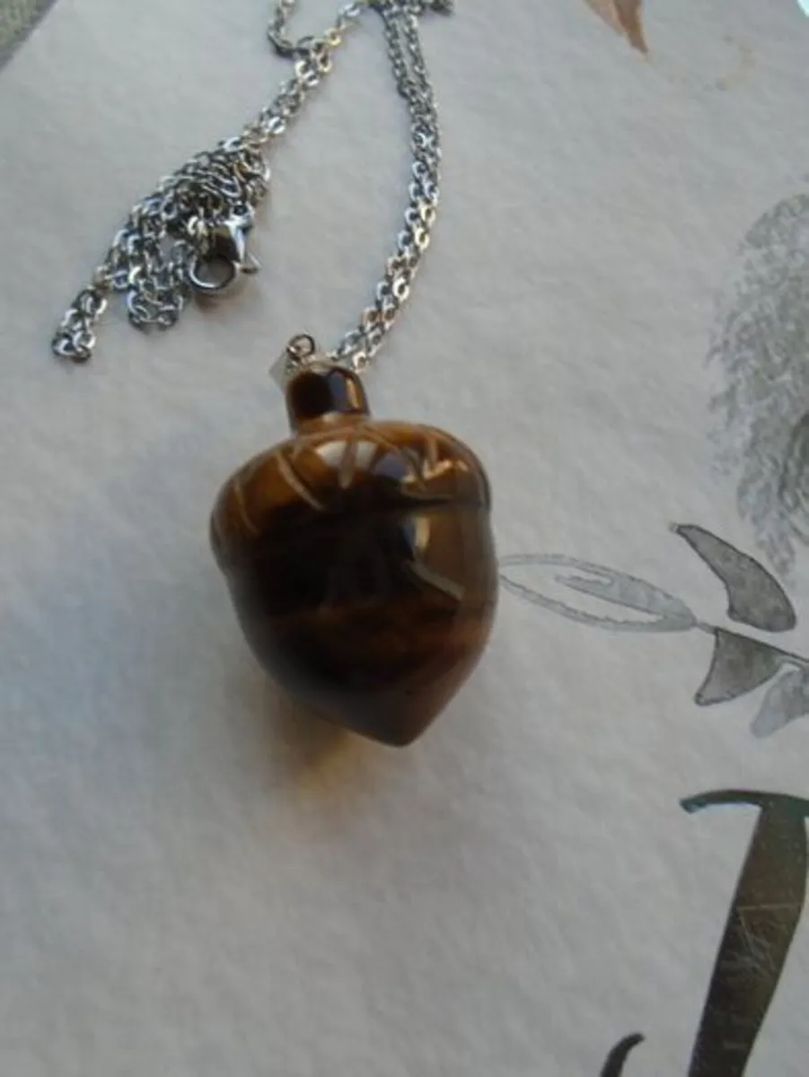Acorn necklace, Jewellery, Tiger's eye pendant, - Image 3