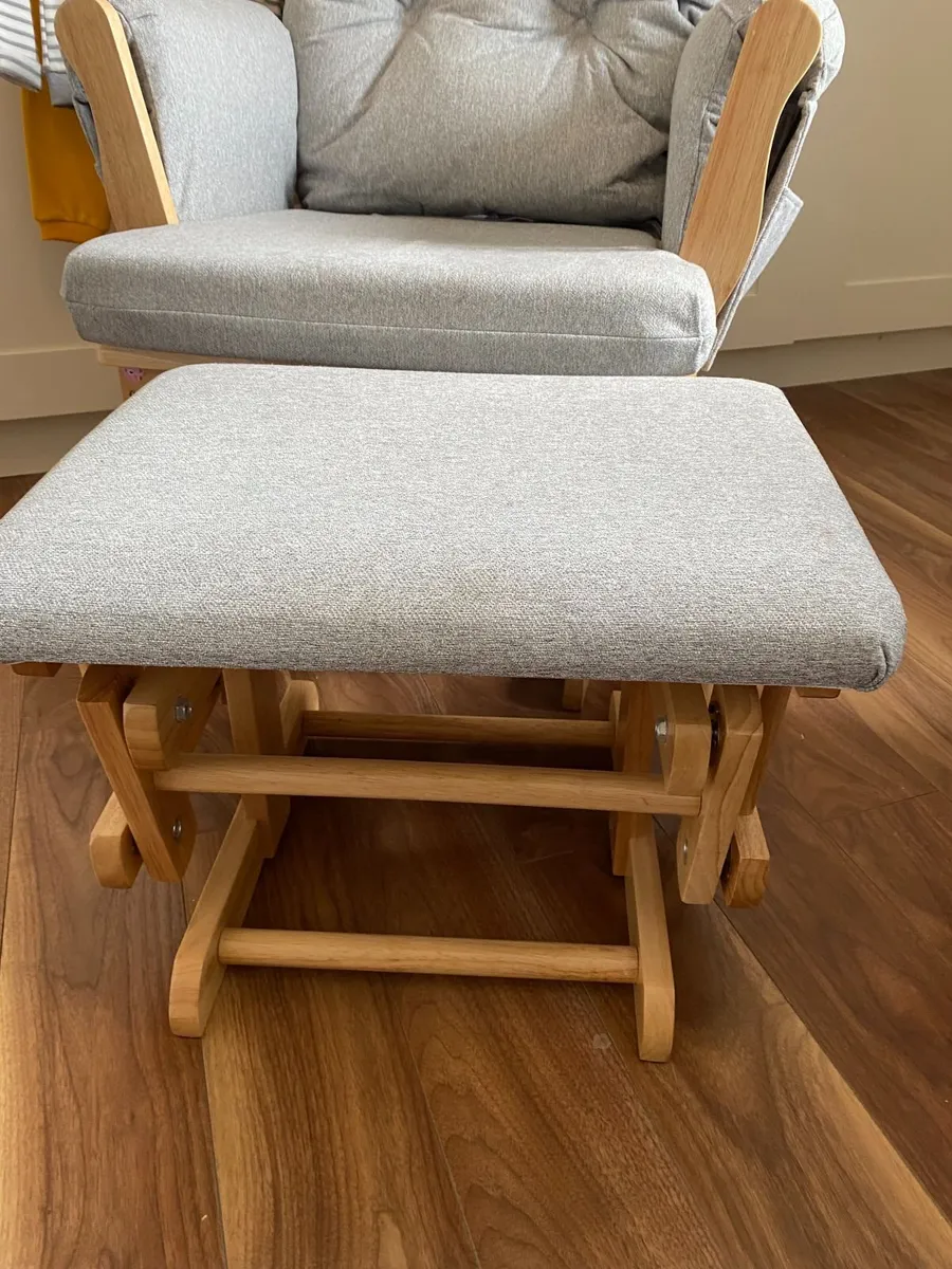 Babylo Brompton Glider & Footstool Grey suedette/N - Image 1
