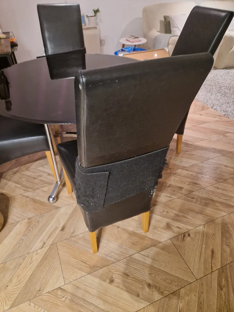 Glass Dining Table + 4 Black Chairs - Image 1